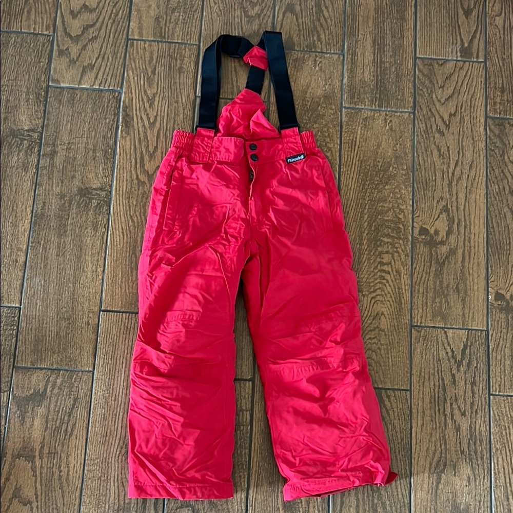 Kids Red Snow Pants with Suspenders